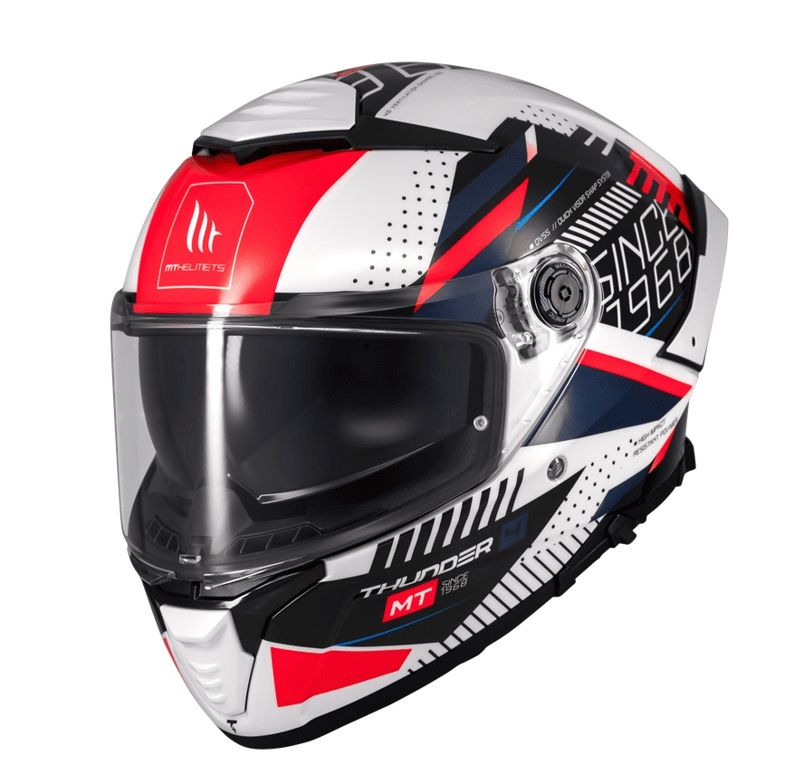 Casca integrala MT Thunder 4 SV Luminence A7 alb/rosu/albastru lucios (ochelari soare integrati) - tip viziera: MT-V-28B [7]