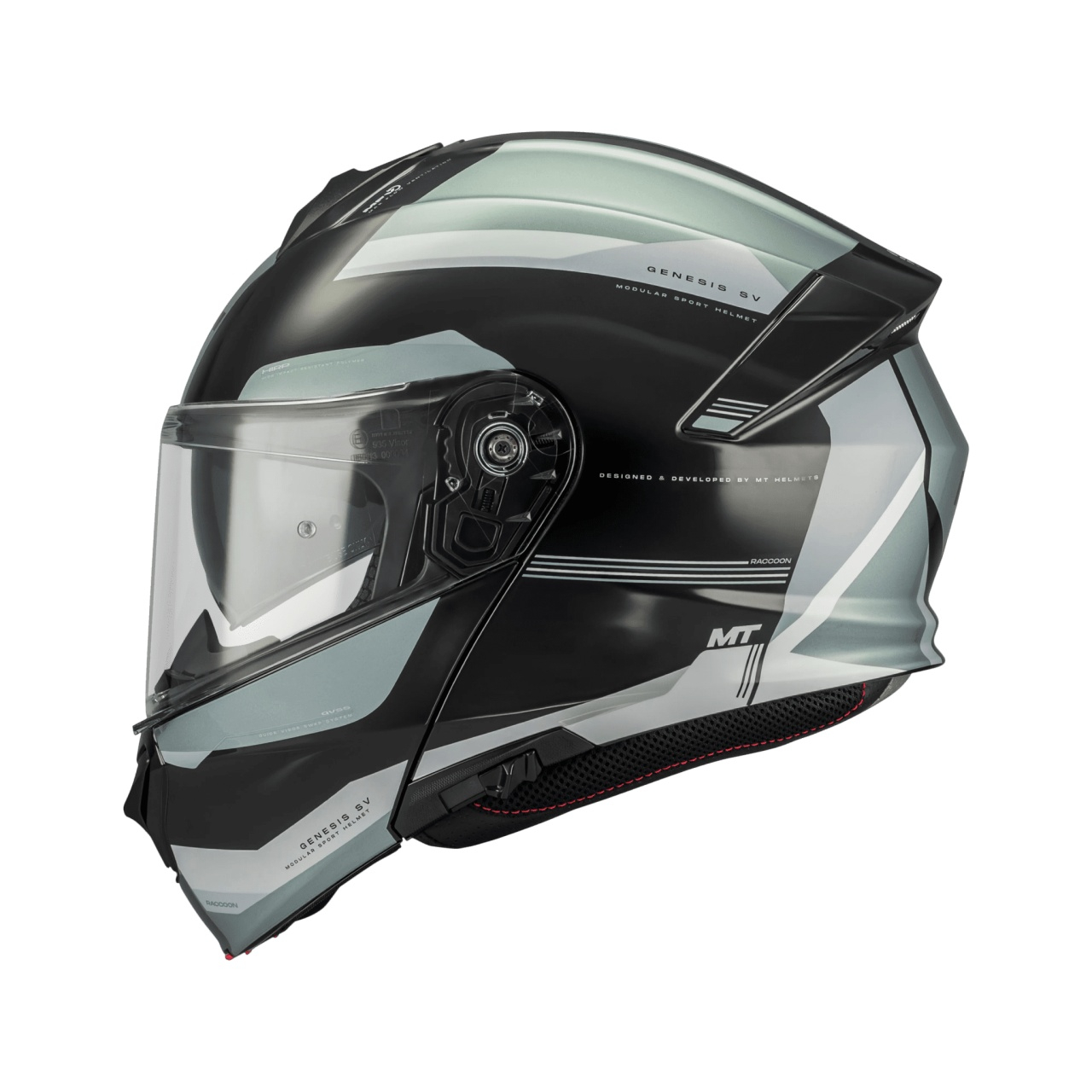 Cască moto modulară MT Genesis SV Raccoon B12 verde lucios Pinlock ready - ECE 22.06 - vizieră MT-V-25 [2]