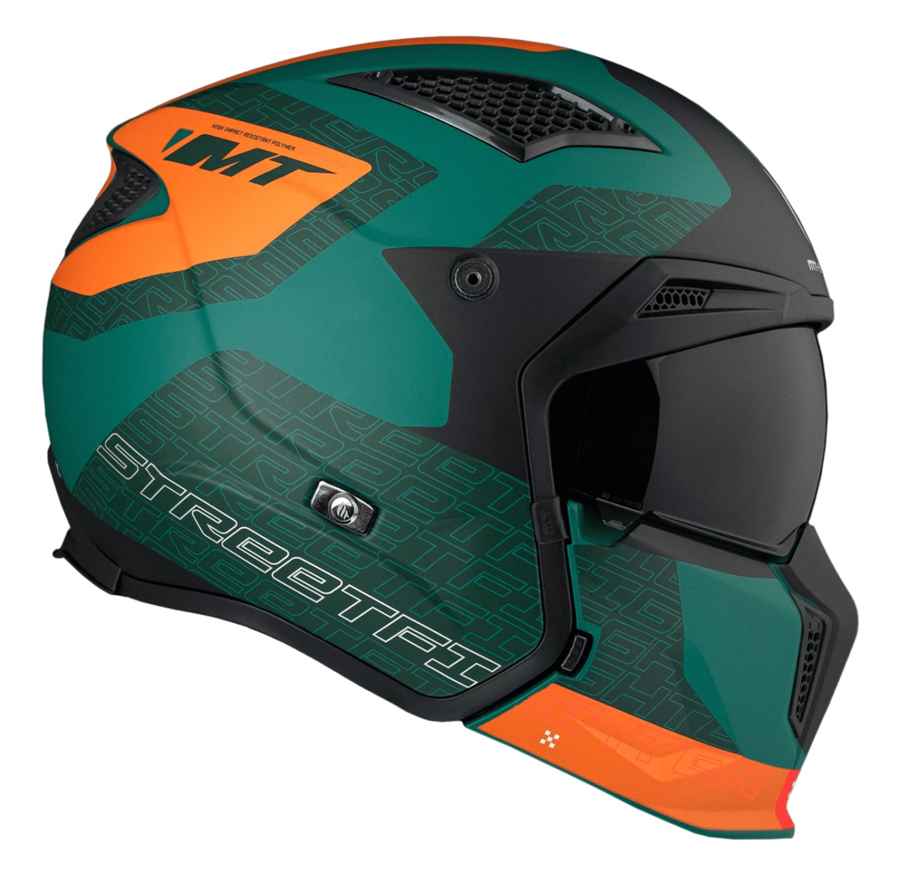 Casca MT Streetfighter SV S Totem C6 verde mat (ochelari soare integrati) - masca (protectie) barbie si cozoroc detasabile - omologare noua ECE 22.06 [2]