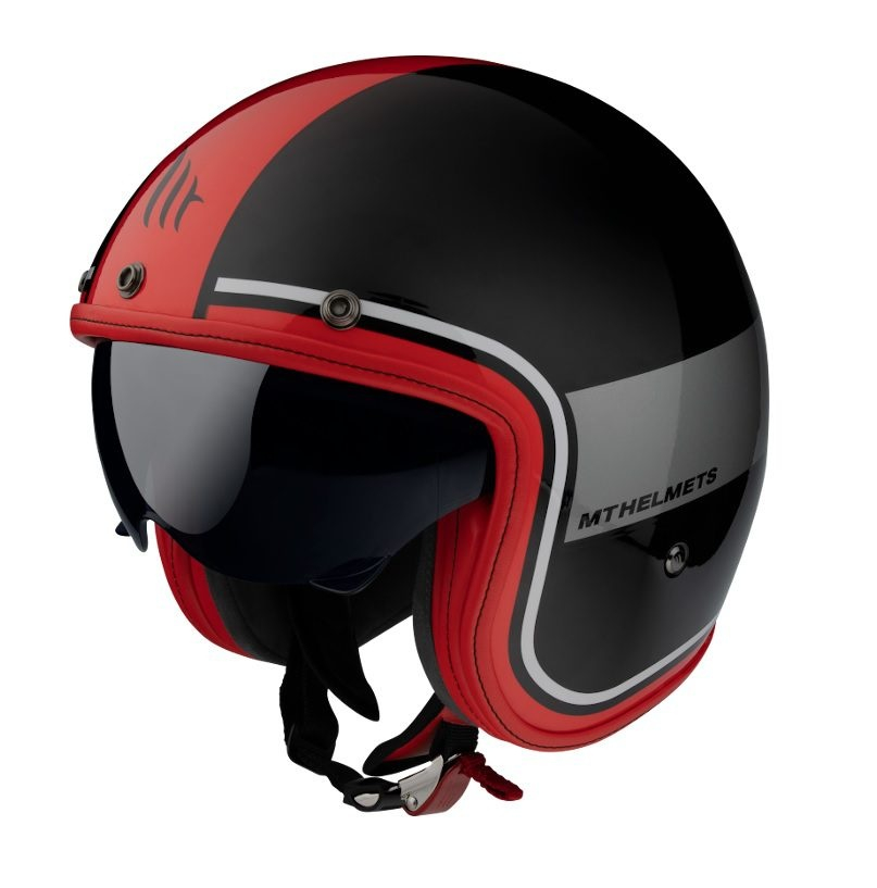 Cască moto open-face MT Le Mans 2 SV Tant A5 negru/roșu lucios cu ochelari de soare integrați [2]