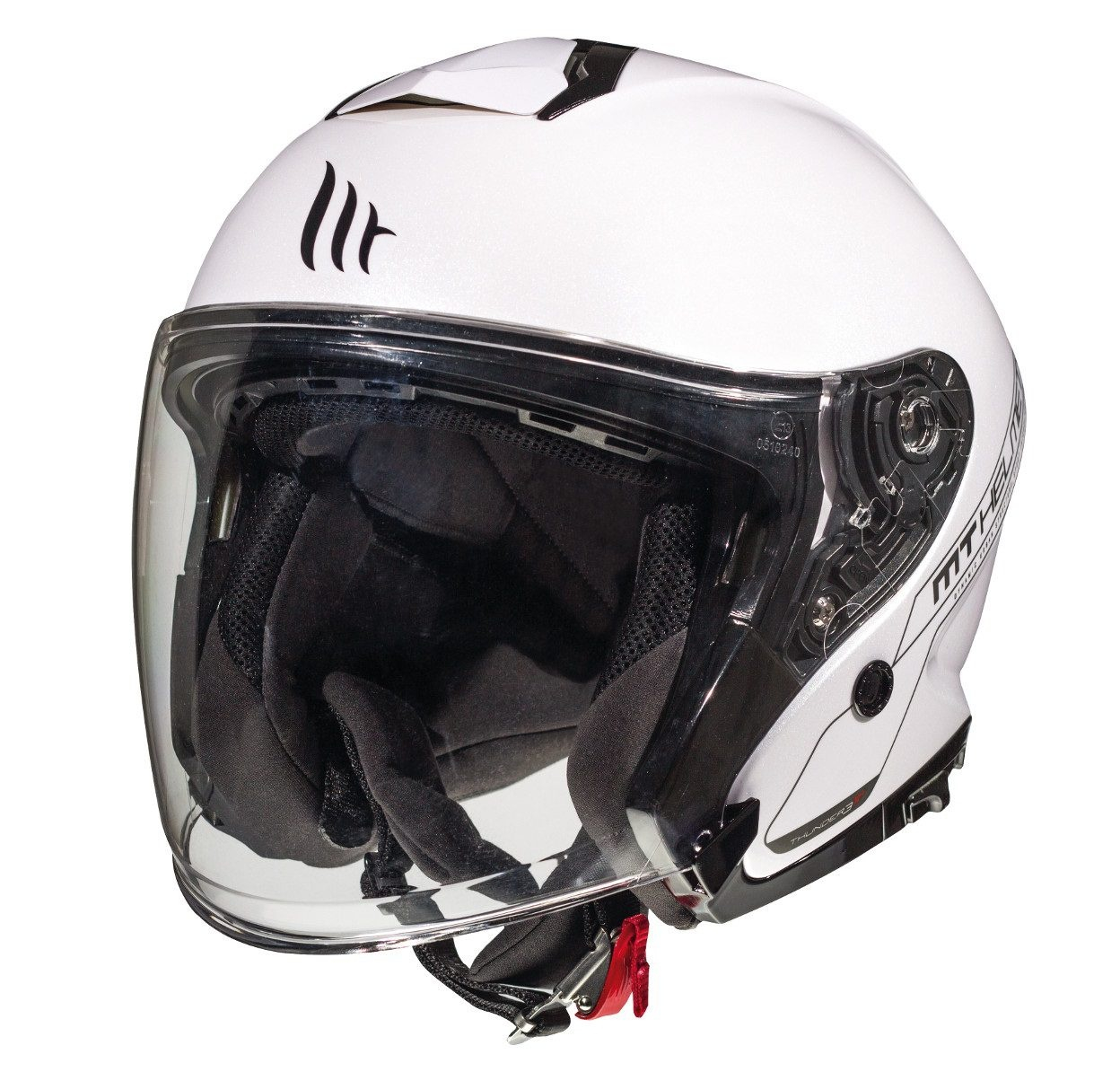 Cască moto open-face MT Thunder III SV Jet A0 alb lucios cu ochelari de soare integrați - tip MT-V-19 [2]