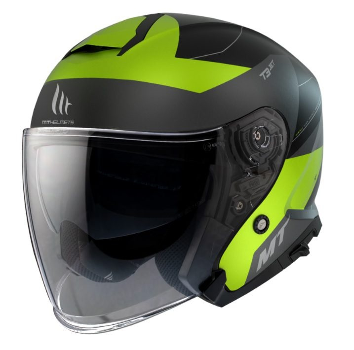 Cască moto open-face MT Thunder III SV Jet Cooper A3 galben fluor mat cu ochelari de soare integrați - tip MT-V-19 [2]