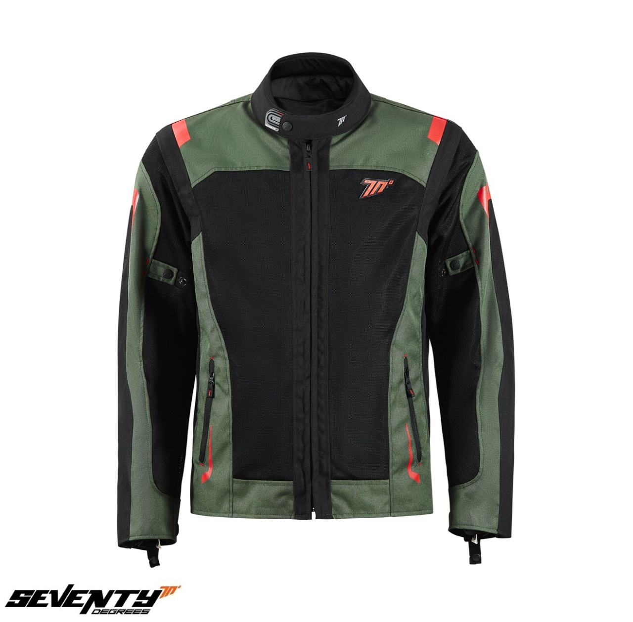 Geacă moto bărbați Touring Seventy Degrees SD-JT66 Sahara verde military/roșu [3]