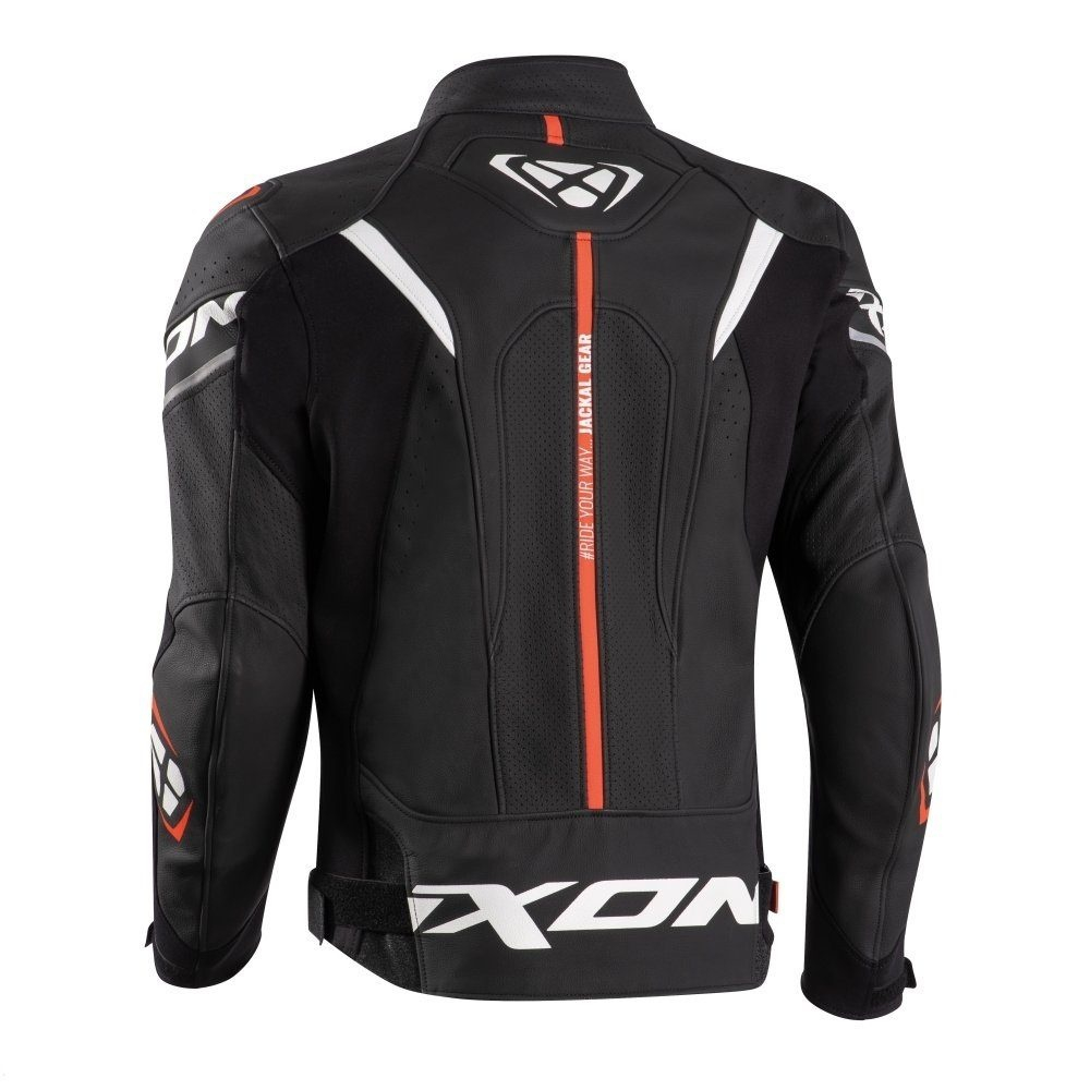 Geacă moto Ixon Jackal JKT MS, bărbați, piele, racing, vară - negru/alb/roșu [2]