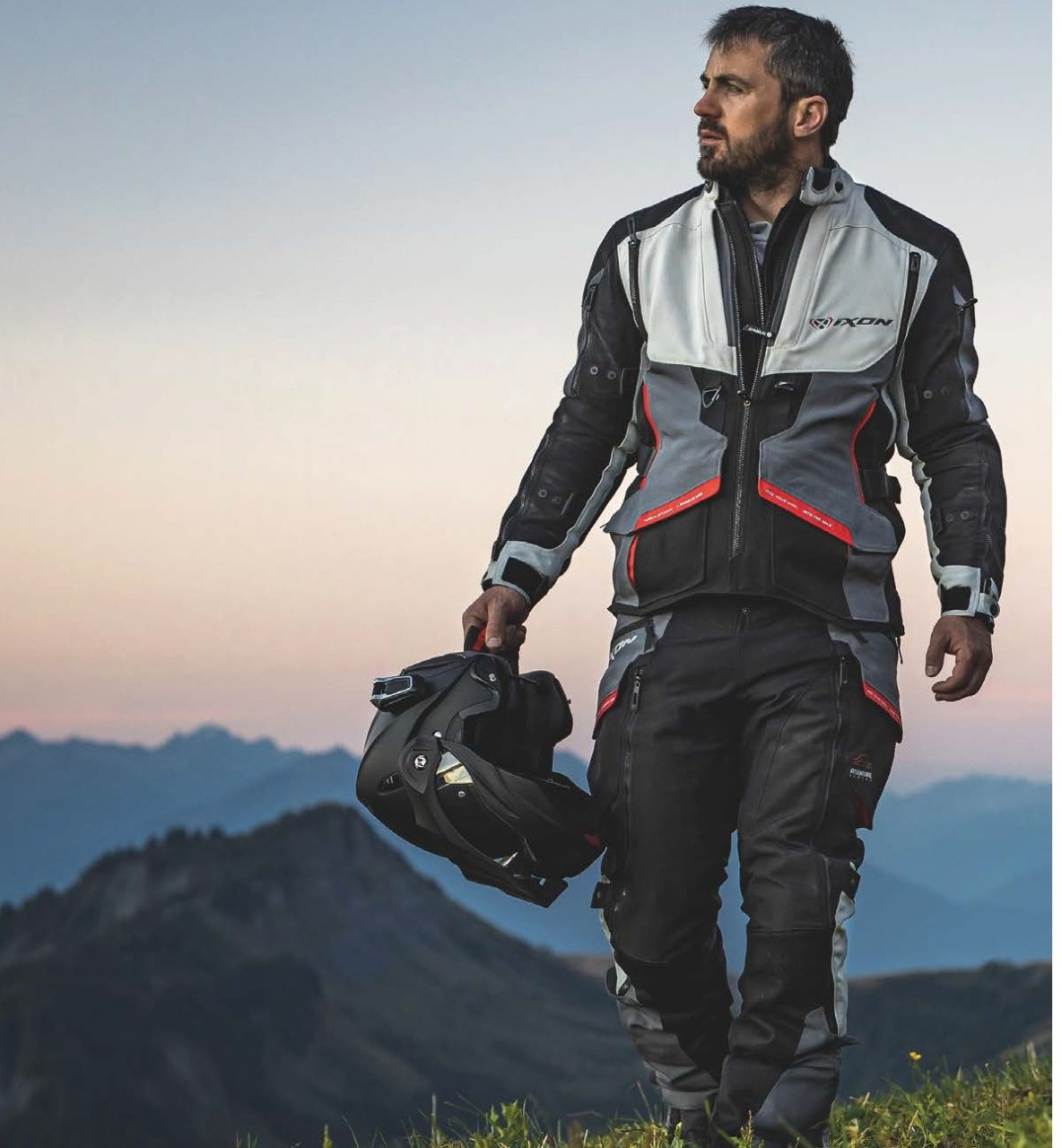 Geacă moto Ixon Ragnar MS, bărbați, touring/adventure, all-season - negru/gri/roșu [3]