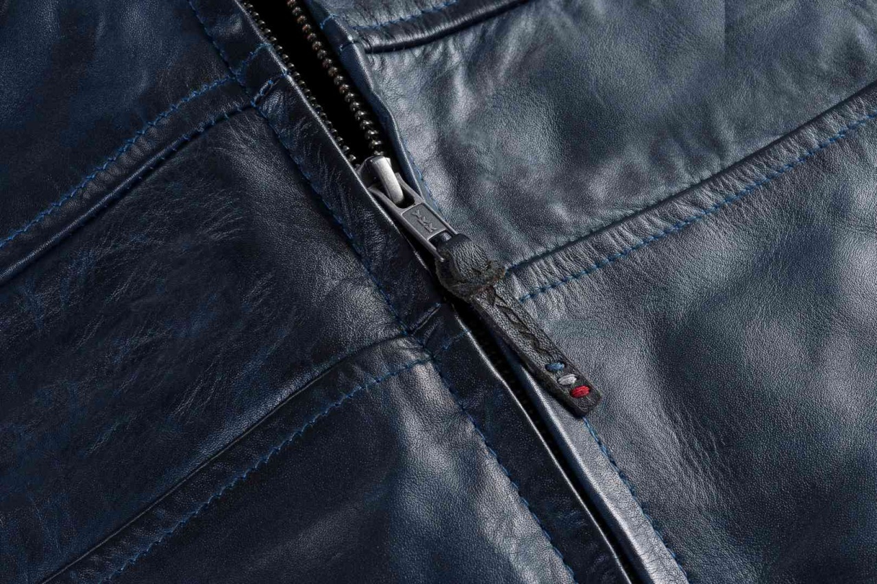 Geacă moto Ixon Spark MS, bărbați, piele, urban/heritage, all-season - navy (albastru) [3]