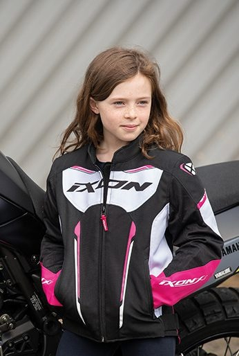 Geacă moto Ixon Striker AIR KID, copii, racing/roadster, vară - negru/alb/fuchsia (roz) [3]