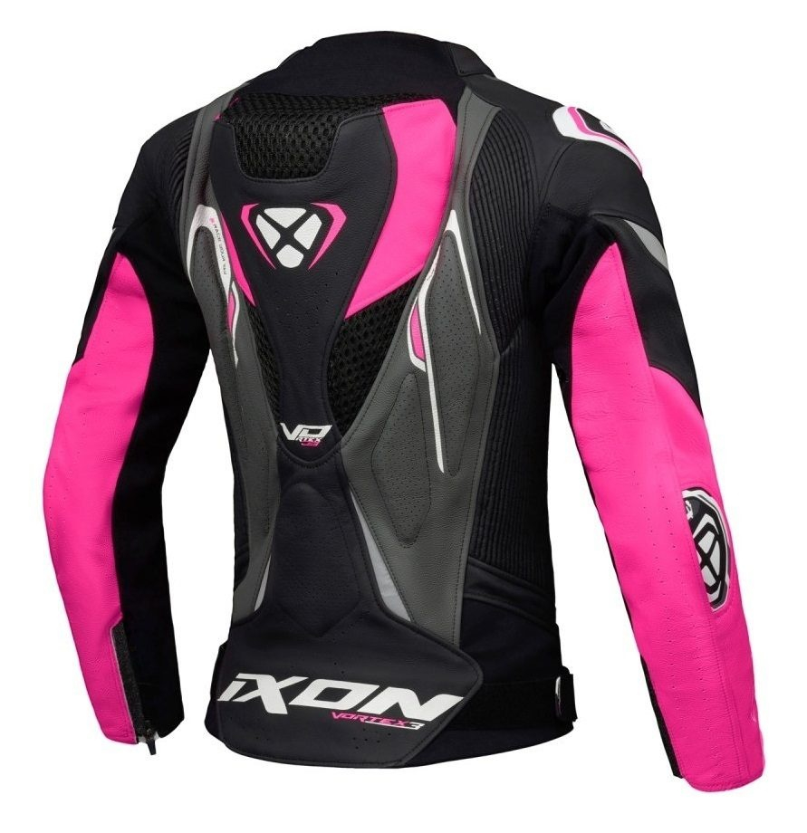 Geacă moto Ixon Vortex 3 LS, femei, piele, racing, vară - negru/roz/alb [2]