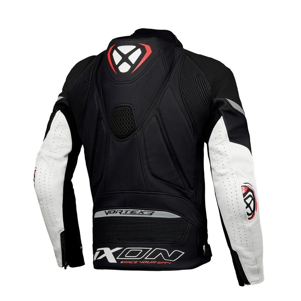 Geacă moto Ixon Vortex 3 MS, bărbați, piele, racing, vară - negru/alb [2]