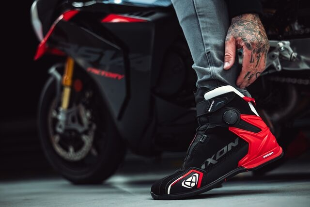 Ghete moto Ixon Bull 2 WP MS, bărbați, roadster, all-season - negru/alb/roșu impermeabile [4]