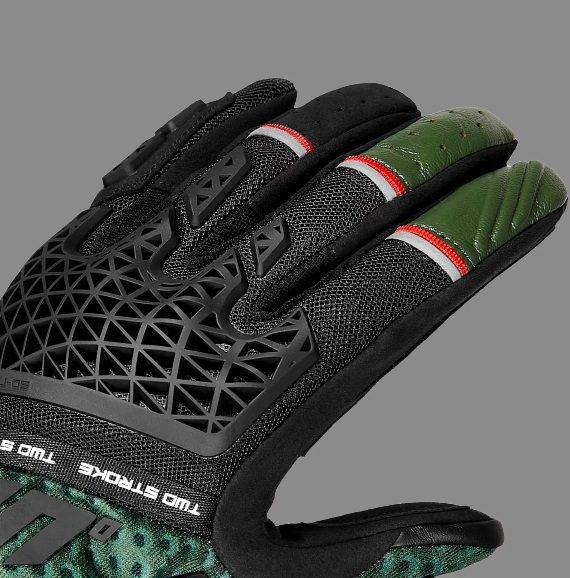 Mănuși moto bărbați Naked/Adventure vară Seventy Degrees SD-N60 Two Stroke negru/verde/roșu - degete tactile [2]