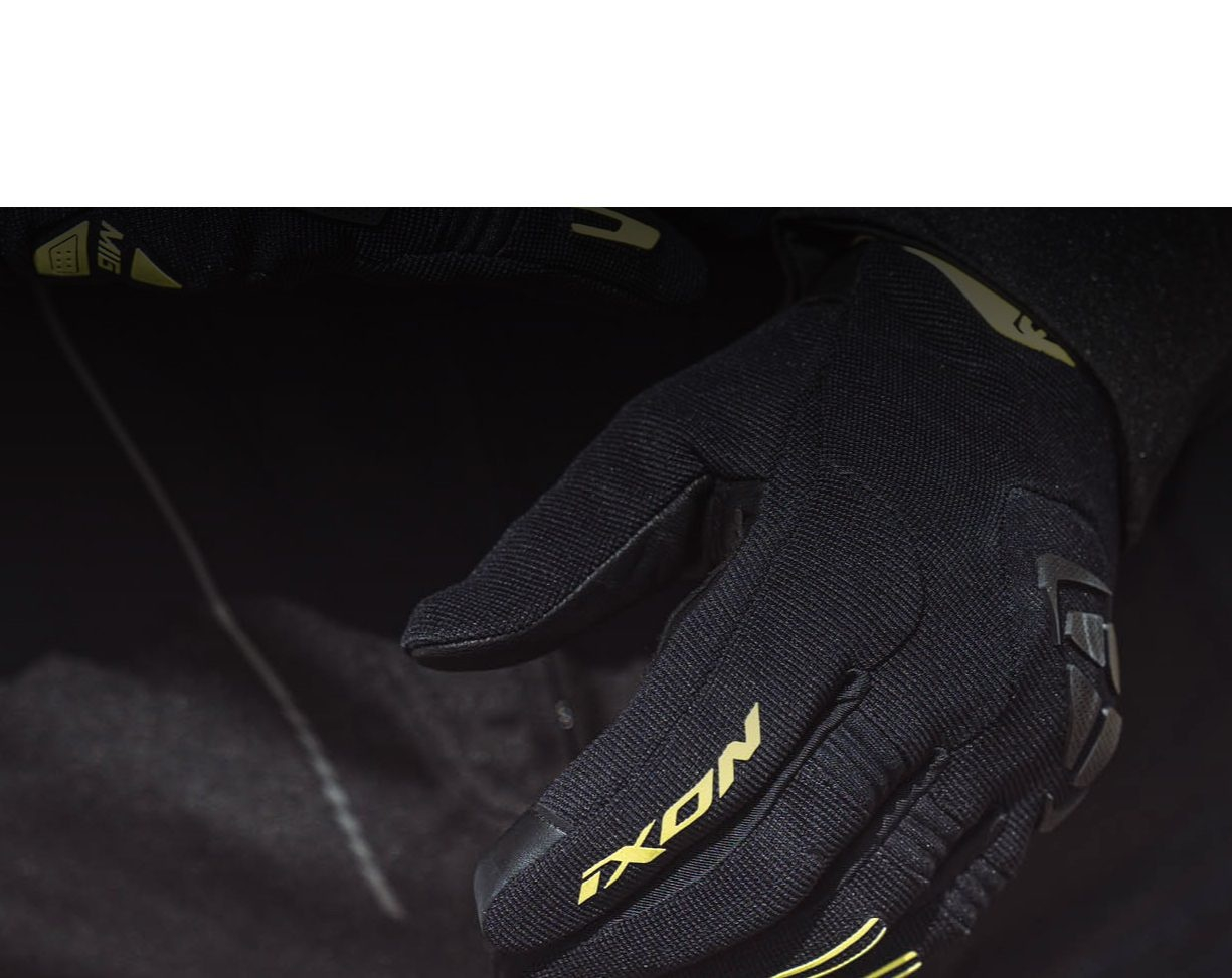 Mănuși moto Ixon MIG 2 MS, bărbați, textil/piele, roadster, vară - negru/galben; degete tactile [3]