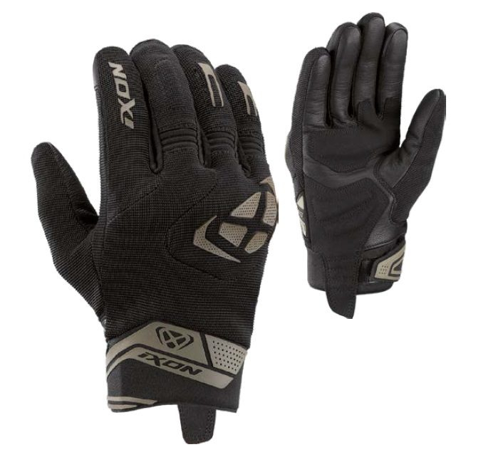 Mănuși moto Ixon MIG 2 MS, bărbați, textil/piele, roadster, vară - negru/khaki; degete tactile [3]
