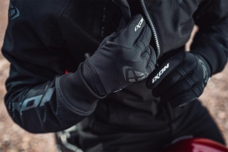 Mănuși moto Ixon MIG 2 WP MS, bărbați, textil/piele, roadster - negru/alb; degete tactile; impermeabile [3]