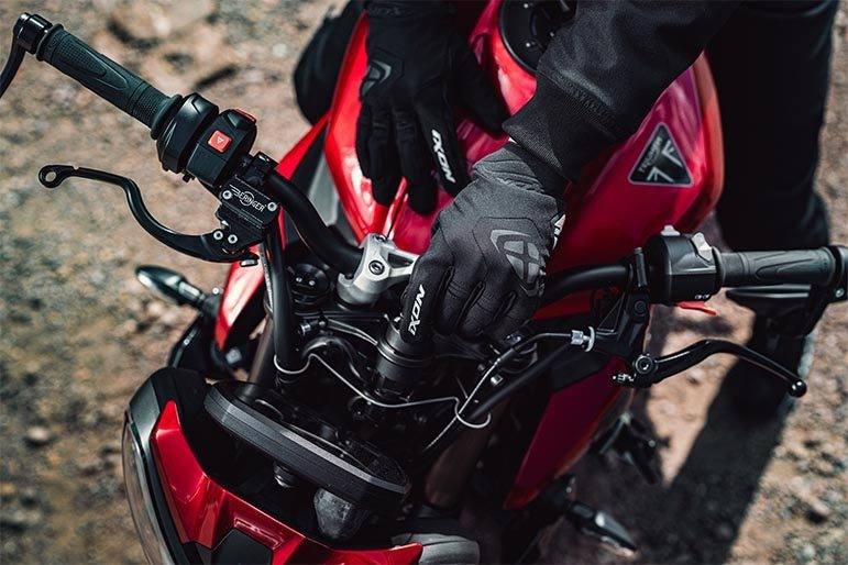 Mănuși moto Ixon MIG 2 WP MS, bărbați, textil/piele, roadster - negru/alb; degete tactile; impermeabile [4]