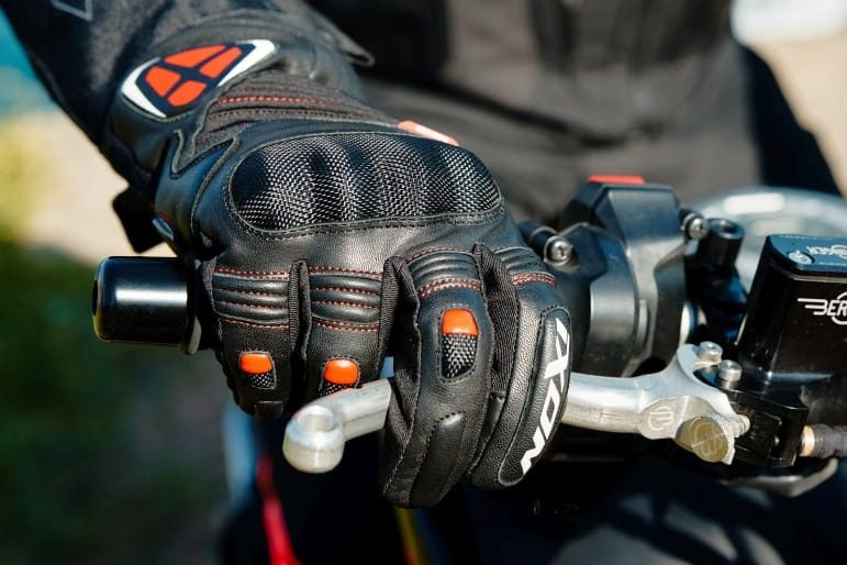 Mănuși moto Ixon Pro Hawker MS, bărbați, piele, roadster, iarnă - negru/roșu; degete tactile (100% impermeabile + protecție termica) [3]
