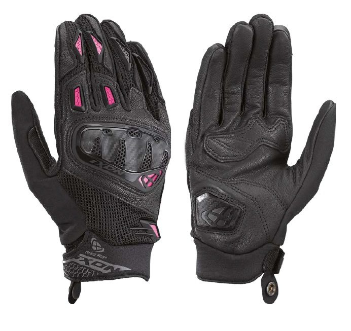 Mănuși moto Ixon Rise Air 2 LS, femei, piele/textil, roadster, vară - negru/fuchsia; degete tactile [3]