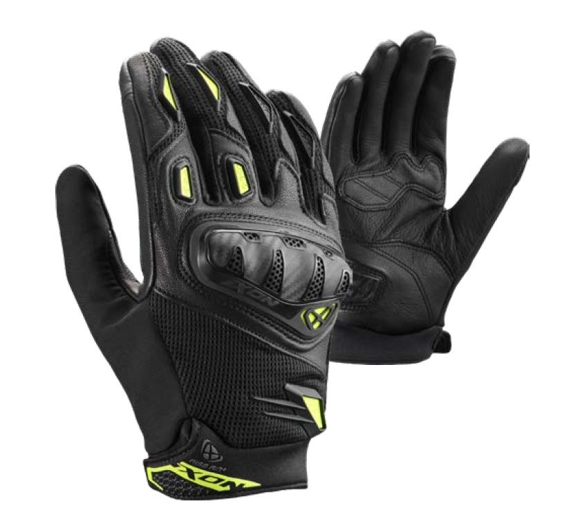 Mănuși moto Ixon Rise Air 2 MS, bărbați, piele/textil, roadster, vară - negru/galben; degete tactile [3]