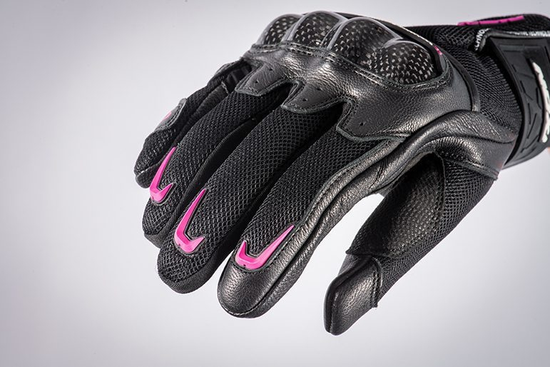 Mănuși moto Ixon RS Rise Air LS, femei, piele/textil, roadster, vară - negru/fucshsia (roz); degete tactile [3]