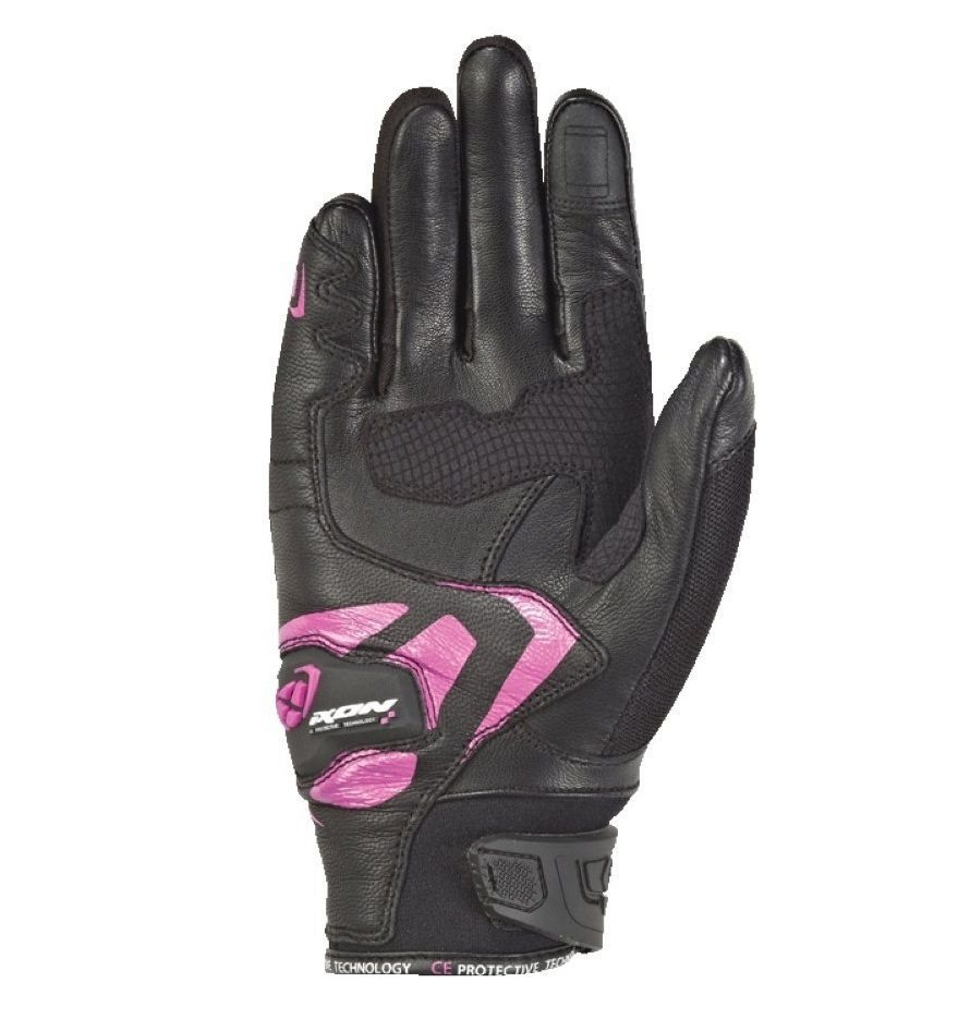 Mănuși moto Ixon RS Rise Air LS, femei, piele/textil, roadster, vară - negru/fucshsia (roz); degete tactile [2]
