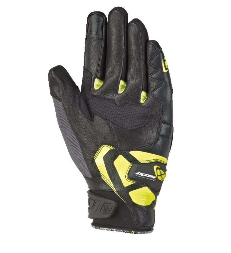 Mănuși moto Ixon RS Rise Air MS, bărbați, piele/textil, roadster, vară - gri/negru/galben; degete tactile [2]