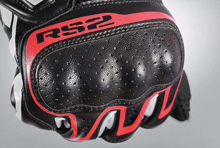 Mănuși moto Ixon RS2 MS, bărbați, textil/piele, roadster, vară - negru/alb/roșu; degete tactile [3]
