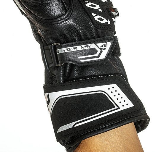 Mănuși moto Ixon Thund LS, femei, piele, racing, vară - negru/alb; degete tactile [4]
