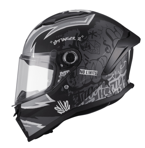 CĂȘTI - Cască moto integrală MT Stinger 2 Kids Tagger B2 negru mat - vizieră MT-V-28B - cască de copii