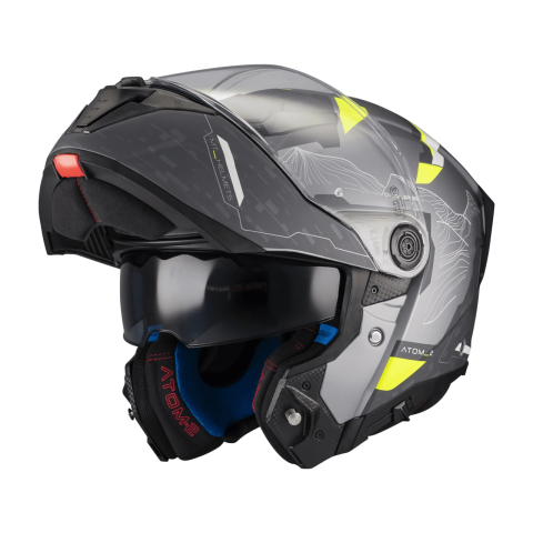CĂȘTI - Cască moto modulară MT Atom 2 SV Highlands E2 gri mat cu ochelari de soare integrați cu Pinlock 70 inclus - vizieră MT-V-35