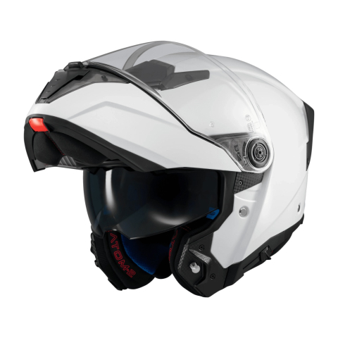 CĂȘTI - Cască moto modulară MT Atom 2 SV Pure A0 alb lucios cu ochelari de soare integrați cu Pinlock 70 inclus - vizieră MT-V-35