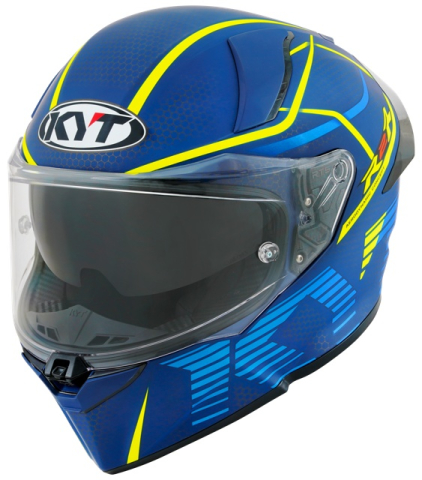 CĂȘTI - Cască moto integrală KYT R2R CONCEPT BLUE YELLOW ECE 22.06
