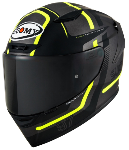 CĂȘTI - Cască moto integrală Suomy TRACK-1 NINETY SEVEN MATT GUN METAL YELLOW ECE 22.06