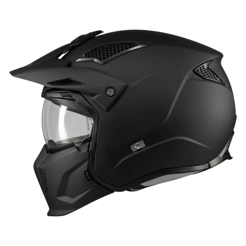 OPEN-FACE - Cască moto MT Streetfighter SV S Pure A1 negru mat cu ochelari de soare integrați - mască (protecție) bărbie și cozoroc detașabile - ECE 22.06