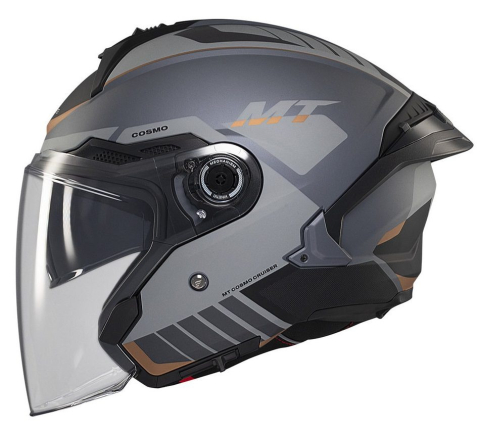 OPEN-FACE - Cască moto open-face MT Cosmo SV Cruiser C2 gri mat cu ochelari de soare integrați - vizieră MT-V-37