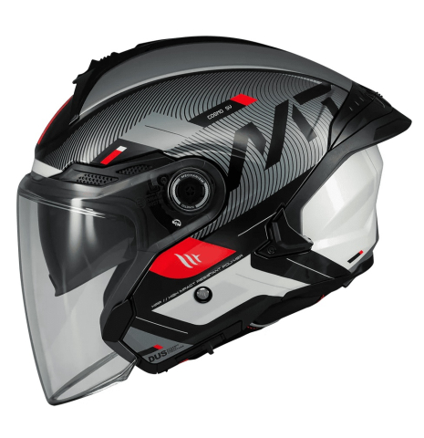 OPEN-FACE - Cască moto open-face MT Cosmo SV Silence B2 negru/gri lucios cu ochelari de soare integrați - vizieră MT-V-37