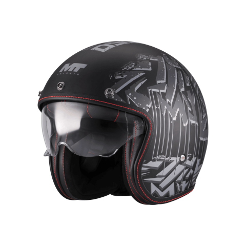 OPEN-FACE - Cască moto open-face MT Le Mans 2 S SV Dystopic B12 mat cu ochelari de soare integrați - ECE 22.06