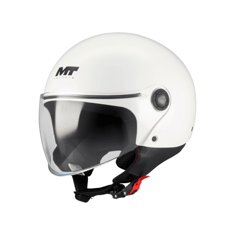 OPEN-FACE - Cască moto open-face MT Street S Pure A0 alb lucios - ECE 22.06 - vizieră MT-V-15B