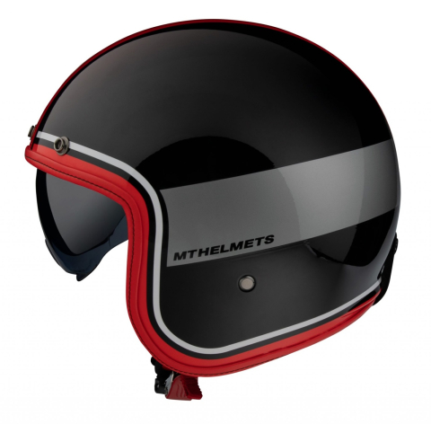 OPEN-FACE - Cască moto open-face MT Le Mans 2 SV Tant A5 negru/roșu lucios cu ochelari de soare integrați