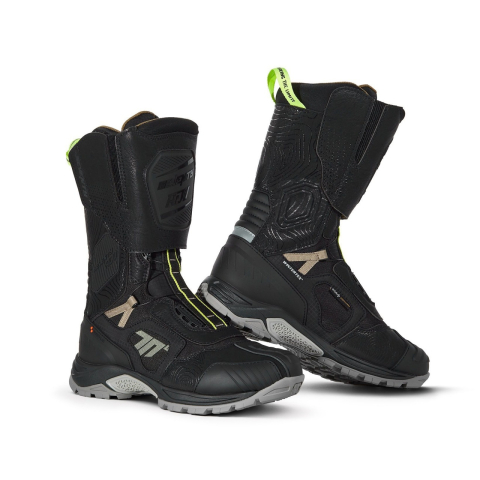 MOTO BĂRBAȚI - Cizme moto Adventure (Touring) Unisex Seventy Degrees SD-BA6 Stelvio negru/galben fluor