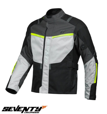 GECI - Geacă moto bărbați Touring/Adventure Seventy Degrees iarnă SD-JT83 Negru-Gri-Galben Fluor