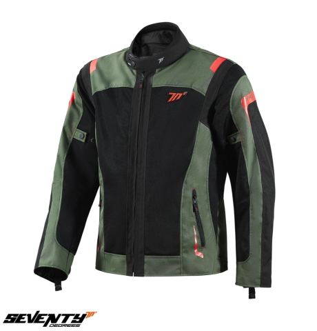 ECHIPAMENTE - Geacă moto bărbați Touring Seventy Degrees SD-JT66 Sahara verde military/roșu