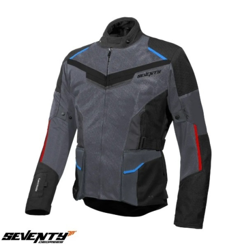 GECI - Geacă moto bărbați Touring Seventy Degrees SD-JT70 Atacama gri/albastru/roșu
