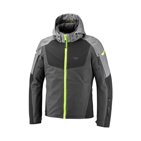 ECHIPAMENTE - Geacă moto Ixon Burning MS, bărbați, touring/adventure, all-season - gri/negru/galben (geacă laminată; impermeabilă și pe exterior)
