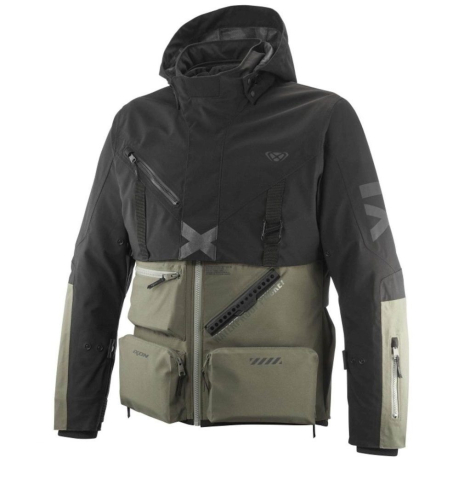 ECHIPAMENTE - Geacă moto Ixon Etna MS, bărbați, touring/adventure, all-season - khaki/negru; concept modular (geacă laminată; impermeabilă și pe exterior)