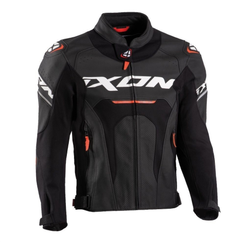 ECHIPAMENTE - Geacă moto Ixon Jackal JKT MS, bărbați, piele, racing, vară - negru/alb/roșu