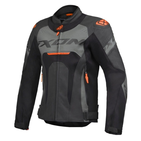 ECHIPAMENTE - Geacă moto Ixon Jackal JKT MS, bărbați, piele, racing, vară - negru/antracit/portocaliu