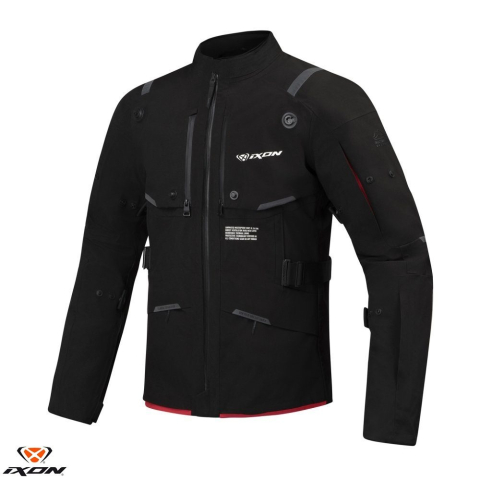 ECHIPAMENTE - Geacă moto Ixon M-Skeid MS, bărbați, touring/adventure, all-season - negru/roșu (geacă laminată; impermeabilă pe exterior)