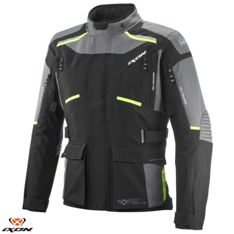 ECHIPAMENTE - Geacă moto Ixon Midgard MS, bărbați, touring/adventure, all-season - negru/gri/galben