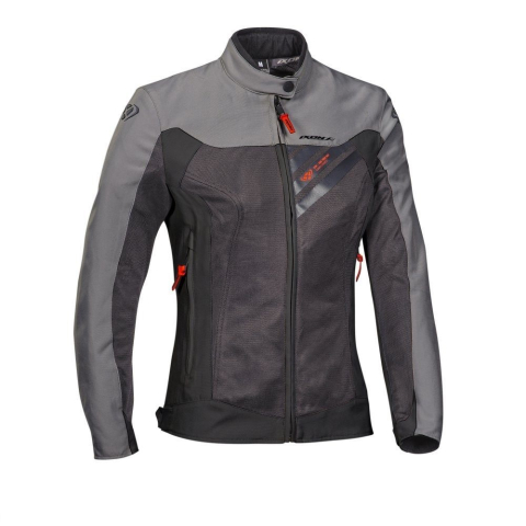 ECHIPAMENTE - Geacă moto Ixon Orion LS, femei, racing/roadster, vară - antracit/gri/roșu