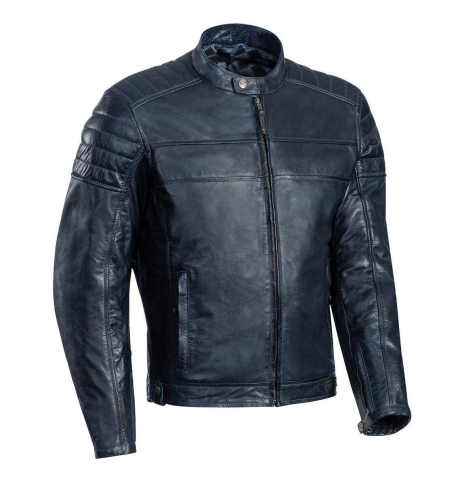 ECHIPAMENTE - Geacă moto Ixon Spark MS, bărbați, piele, urban/heritage, all-season - navy (albastru)